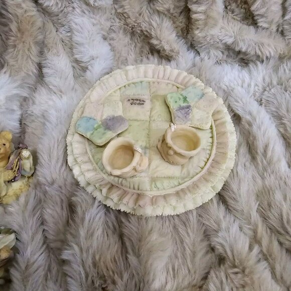 Vintage 1994 Quilted Tea Pot Set Miniature Angel Teddy Bears – “Tea Set Style” - Picture 6 of 10